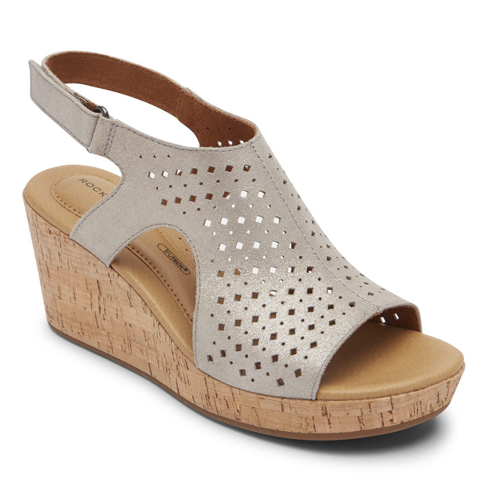 Sandalias Rockport Mujer Mexico - Lyla Slingback Plateados - DQXUR6751